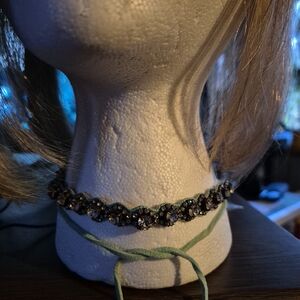 Black Crystal Floral Choker Necklace - Elegant Women's Jewelry